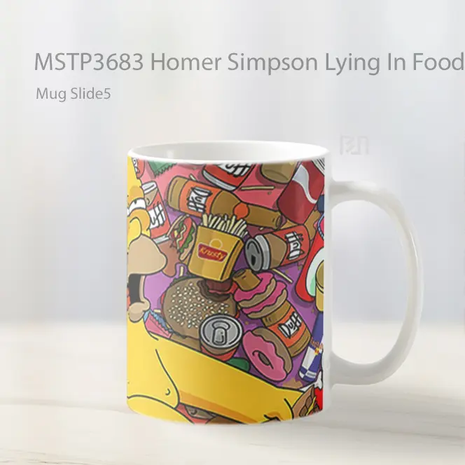 Homer Simpson Lying In Food Mug Gelas Keramik MSTP3683 - All-side / Desain