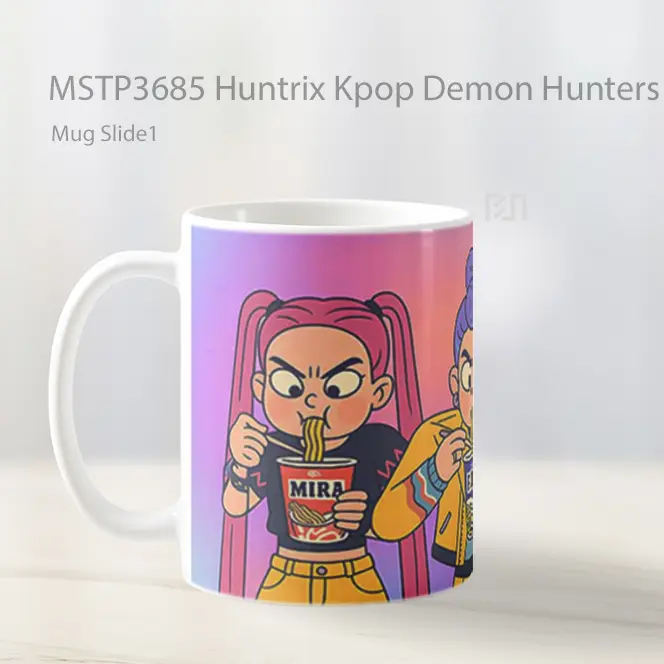 Huntrix Kpop Demon Hunters Eating Noodles Mug Gelas Keramik MSTP3685 - All-side / Desain