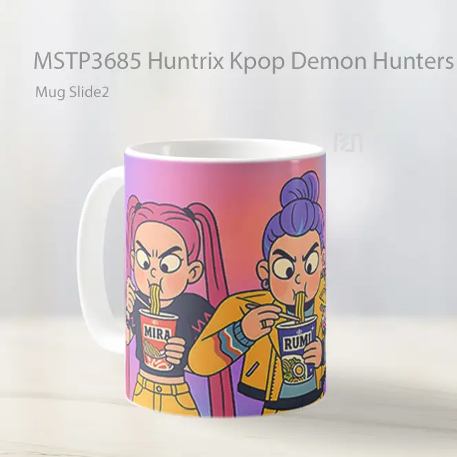 Huntrix Kpop Demon Hunters Eating Noodles Mug Gelas Keramik MSTP3685 - All-side / Desain