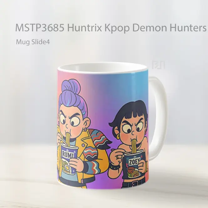 Huntrix Kpop Demon Hunters Eating Noodles Mug Gelas Keramik MSTP3685