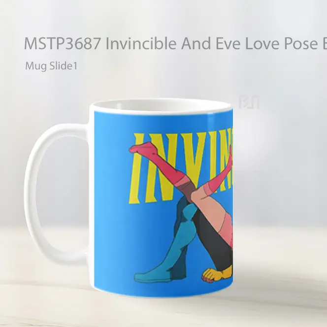 Invincible And Eve Love Pose Blue Background Mug Gelas Keramik MSTP3687 - All-side / Desain