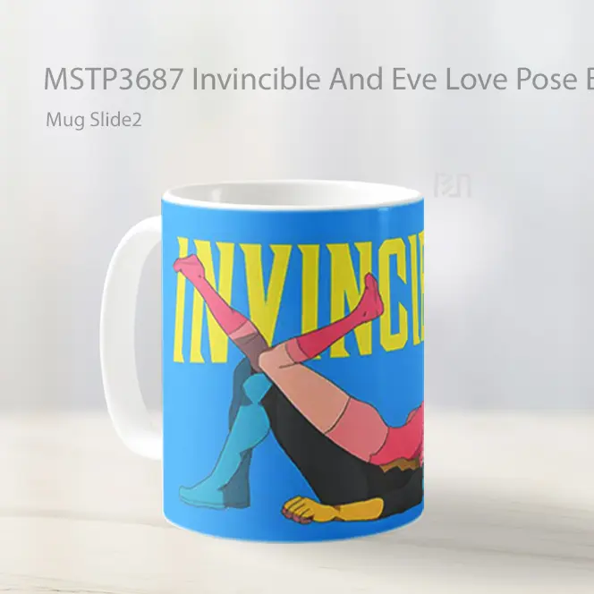 Invincible And Eve Love Pose Blue Background Mug Gelas Keramik MSTP3687 - All-side / Desain