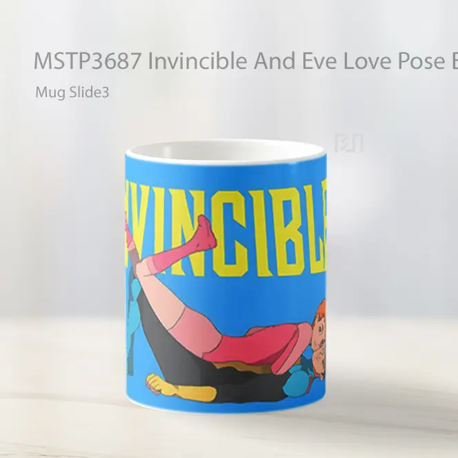 Invincible And Eve Love Pose Blue Background Mug Gelas Keramik MSTP3687 - All-side / Desain
