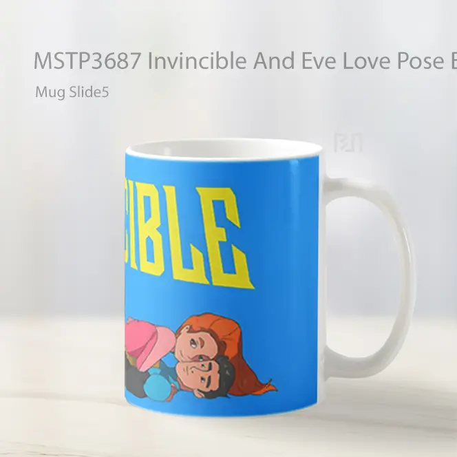 Invincible And Eve Love Pose Blue Background Mug Gelas Keramik MSTP3687 - All-side / Desain