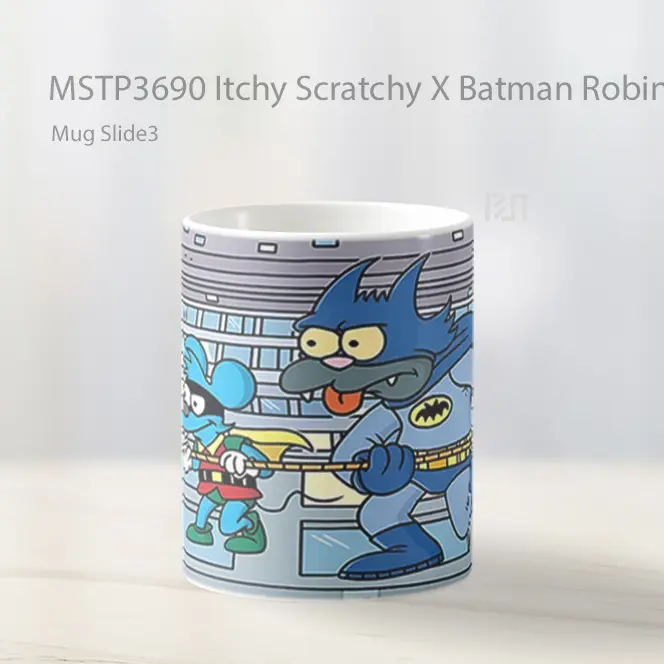 Itchy Scratchy X Batman Robin Mug Gelas Keramik MSTP3690 - All-side / Desain