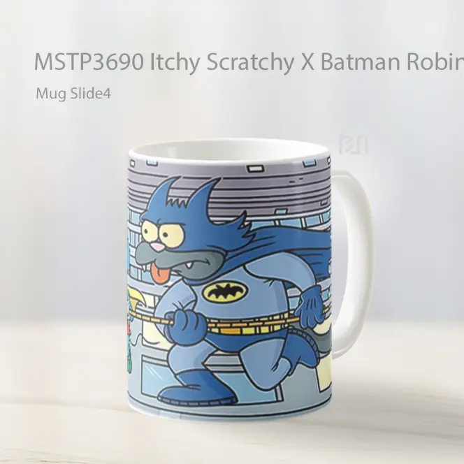 Itchy Scratchy X Batman Robin Mug Gelas Keramik MSTP3690