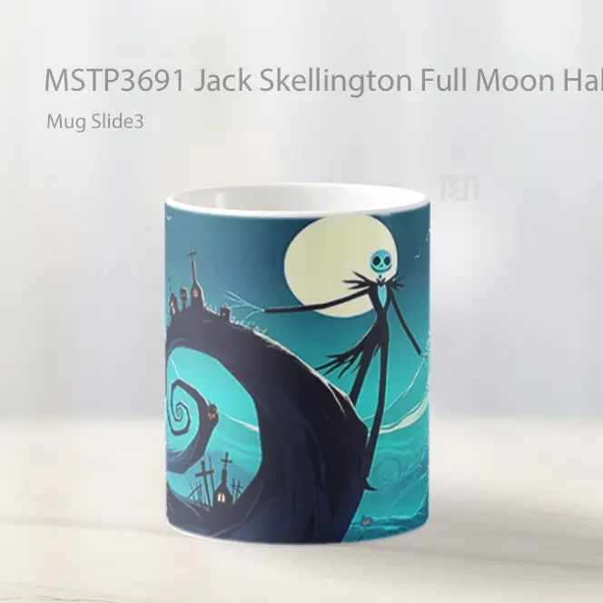 Jack Skellington Full Moon Halloween Scene Mug Gelas Keramik MSTP3691 - All-side / Desain