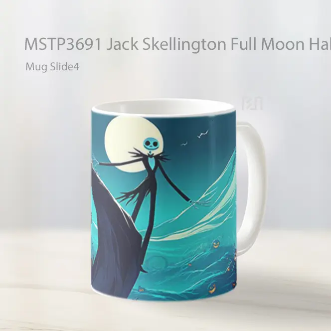Jack Skellington Full Moon Halloween Scene Mug Gelas Keramik MSTP3691