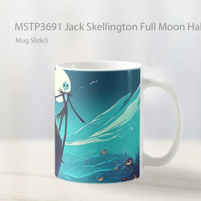 Jack Skellington Full Moon Halloween Scene Mug Gelas Keramik MSTP3691 - All-side / Desain