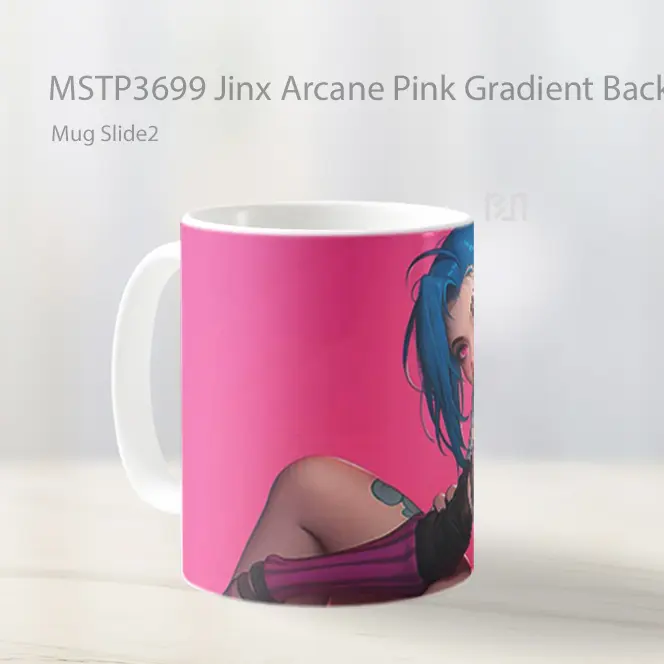Jinx Arcane Pink Gradient Background Mug Gelas Keramik MSTP3699 - All-side / Desain