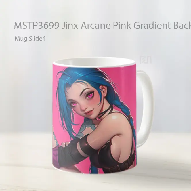 Jinx Arcane Pink Gradient Background Mug Gelas Keramik MSTP3699