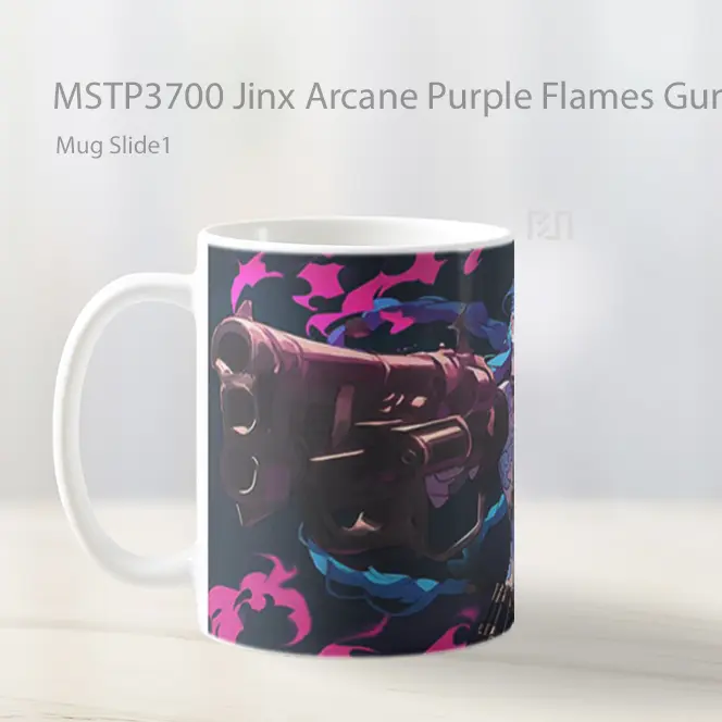 Jinx Arcane Purple Flames Gun Mug Gelas Keramik MSTP3700 - All-side / Desain