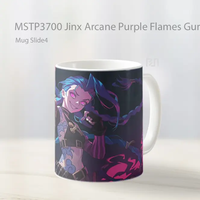 Jinx Arcane Purple Flames Gun Mug Gelas Keramik MSTP3700