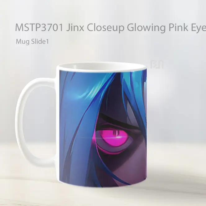 Jinx Closeup Glowing Pink Eyes Mug Gelas Keramik MSTP3701 - All-side / Desain