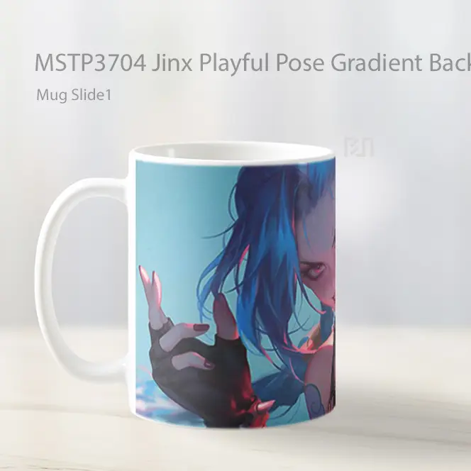 Jinx Playful Pose Gradient Background Mug Gelas Keramik MSTP3704 - All-side / Desain