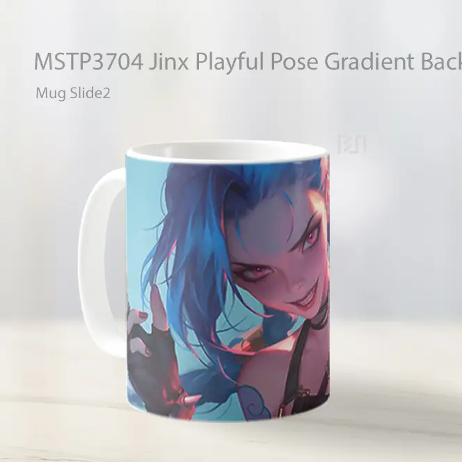 Jinx Playful Pose Gradient Background Mug Gelas Keramik MSTP3704 - All-side / Desain