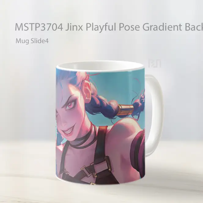 Jinx Playful Pose Gradient Background Mug Gelas Keramik MSTP3704