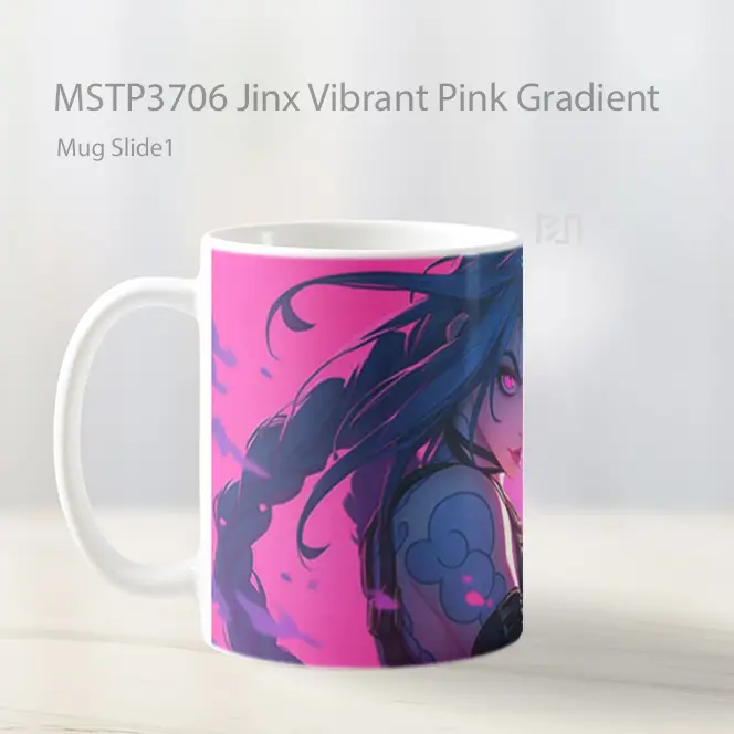 Jinx Vibrant Pink Gradient Mug Gelas Keramik MSTP3706 - All-side / Desain