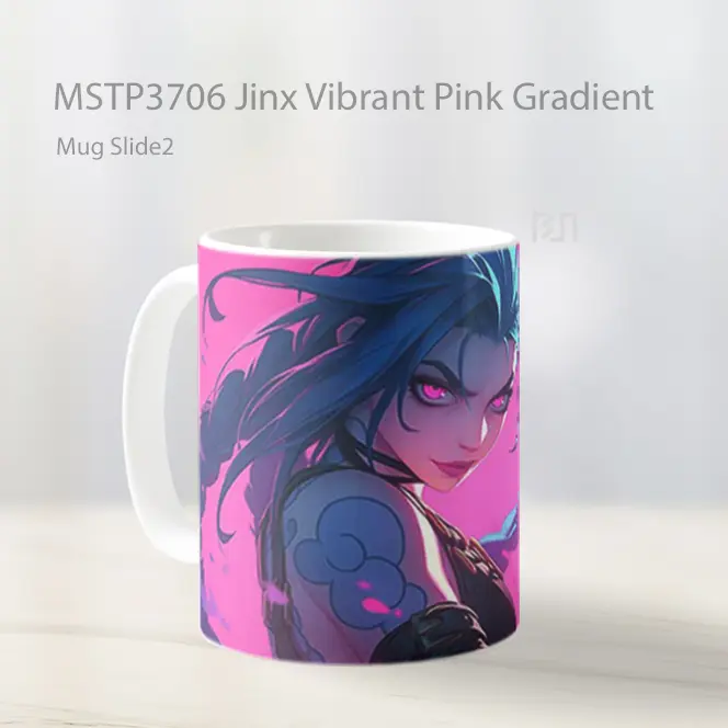 Jinx Vibrant Pink Gradient Mug Gelas Keramik MSTP3706 - All-side / Desain