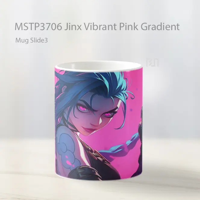 Jinx Vibrant Pink Gradient Mug Gelas Keramik MSTP3706 - All-side / Desain