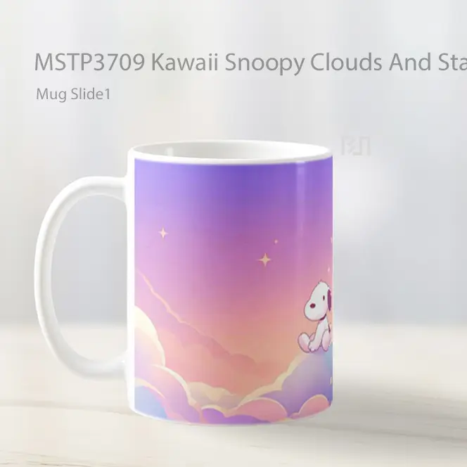 Kawaii Snoopy Clouds And Stars Mug Gelas Keramik MSTP3709 - All-side / Desain