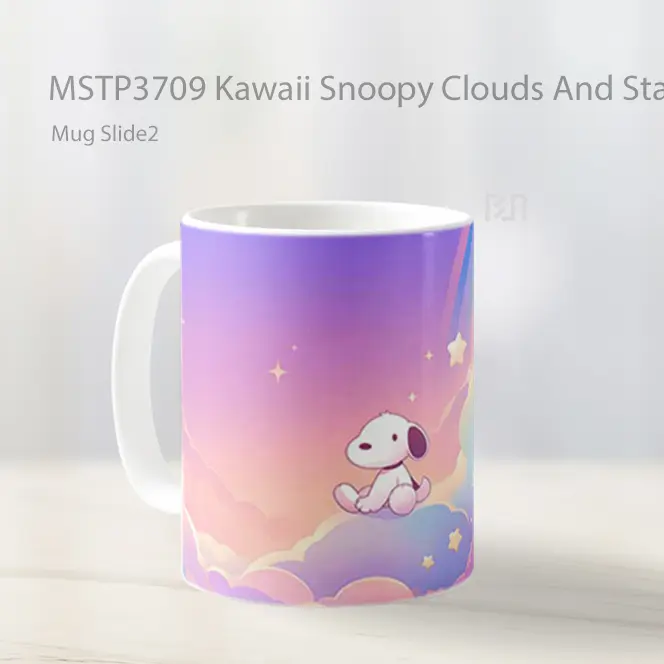 Kawaii Snoopy Clouds And Stars Mug Gelas Keramik MSTP3709 - All-side / Desain