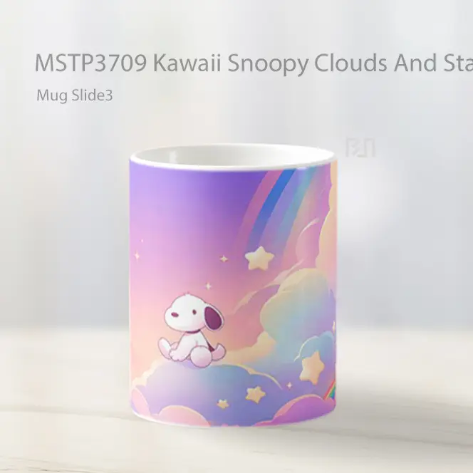 Kawaii Snoopy Clouds And Stars Mug Gelas Keramik MSTP3709 - All-side / Desain