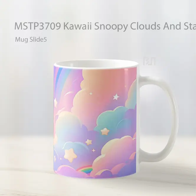 Kawaii Snoopy Clouds And Stars Mug Gelas Keramik MSTP3709 - All-side / Desain