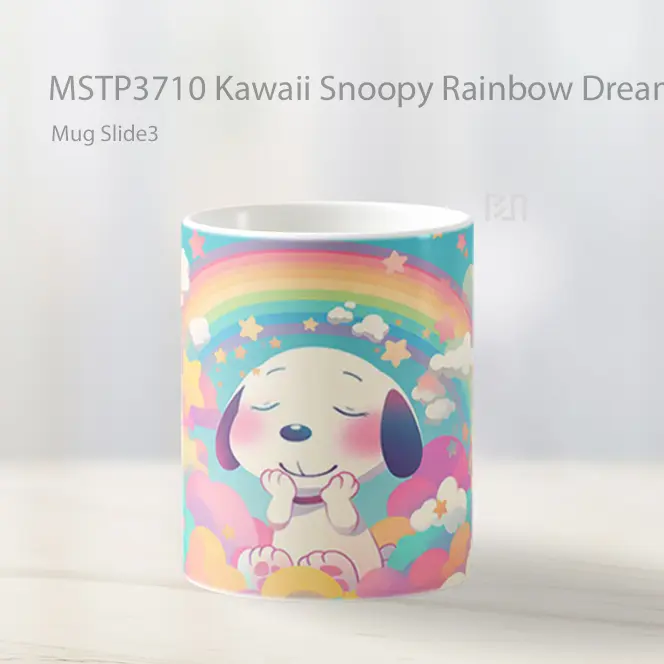Kawaii Snoopy Rainbow Dream Clouds Mug Gelas Keramik MSTP3710 - All-side / Desain