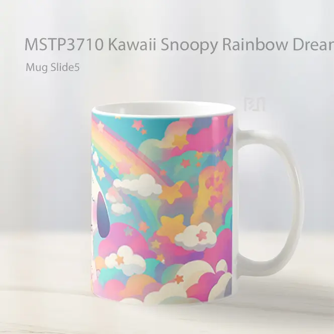 Kawaii Snoopy Rainbow Dream Clouds Mug Gelas Keramik MSTP3710 - All-side / Desain