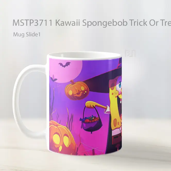 Kawaii Spongebob Trick Or Treat Style Mug Gelas Keramik MSTP3711 - All-side / Desain
