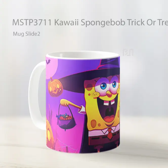 Kawaii Spongebob Trick Or Treat Style Mug Gelas Keramik MSTP3711 - All-side / Desain