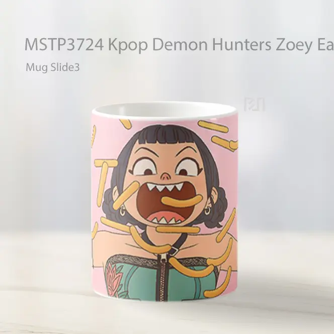 Kpop Demon Hunters Zoey Eats Chips Mug Gelas Keramik MSTP3724 - All-side / Desain