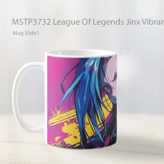 League Of Legends Jinx Vibrant Art Mug Gelas Keramik MSTP3732 - All-side / Desain