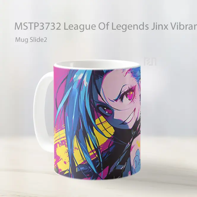 League Of Legends Jinx Vibrant Art Mug Gelas Keramik MSTP3732 - All-side / Desain