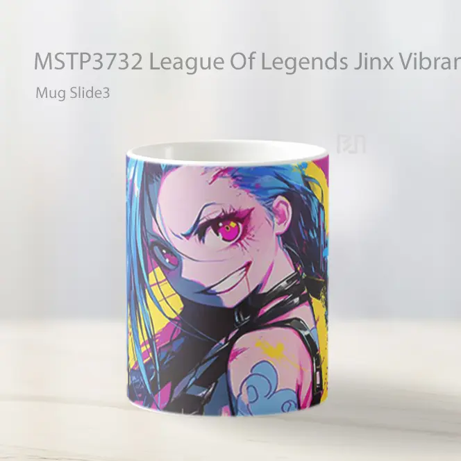 League Of Legends Jinx Vibrant Art Mug Gelas Keramik MSTP3732 - All-side / Desain