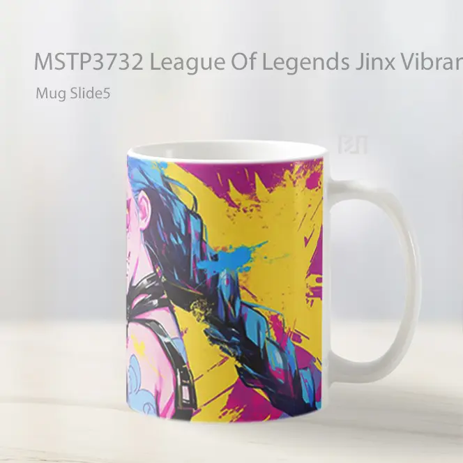 League Of Legends Jinx Vibrant Art Mug Gelas Keramik MSTP3732 - All-side / Desain