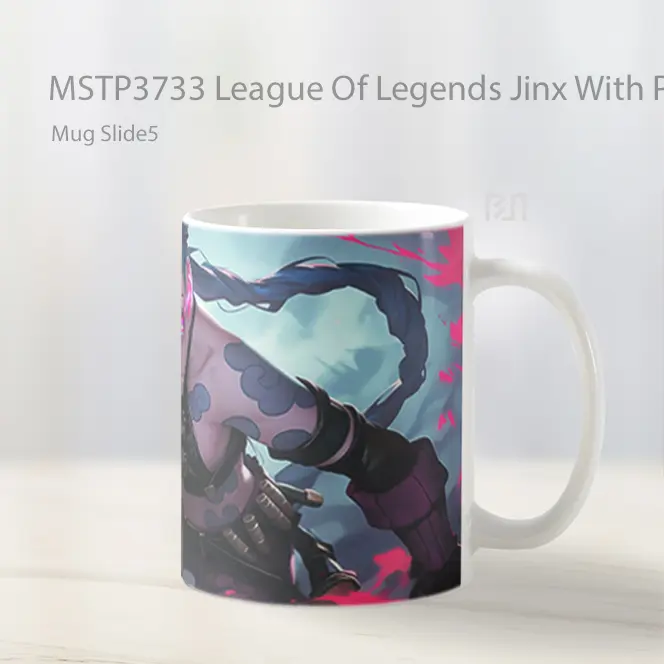 League Of Legends Jinx With Pink Smoke Mug Gelas Keramik MSTP3733 - All-side / Desain