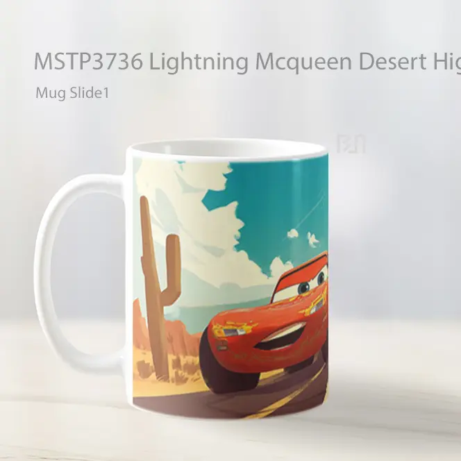 Lightning Mcqueen Desert Highway Cars Movie Mug Gelas Keramik MSTP3736 - All-side / Desain