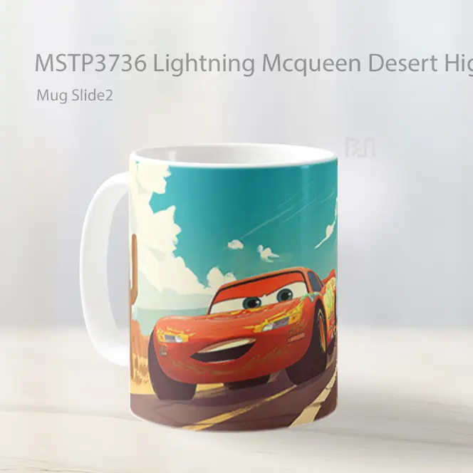 Lightning Mcqueen Desert Highway Cars Movie Mug Gelas Keramik MSTP3736 - All-side / Desain