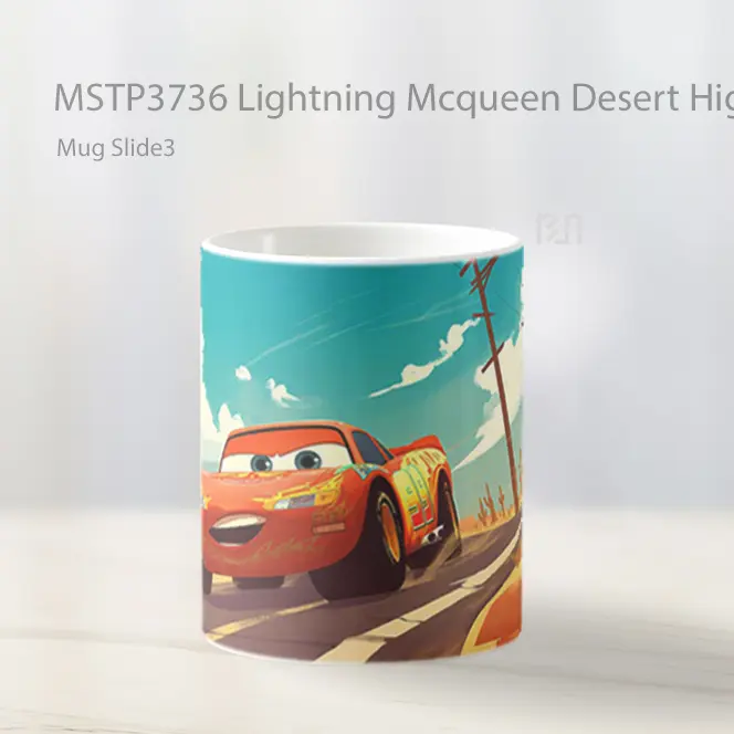 Lightning Mcqueen Desert Highway Cars Movie Mug Gelas Keramik MSTP3736 - All-side / Desain
