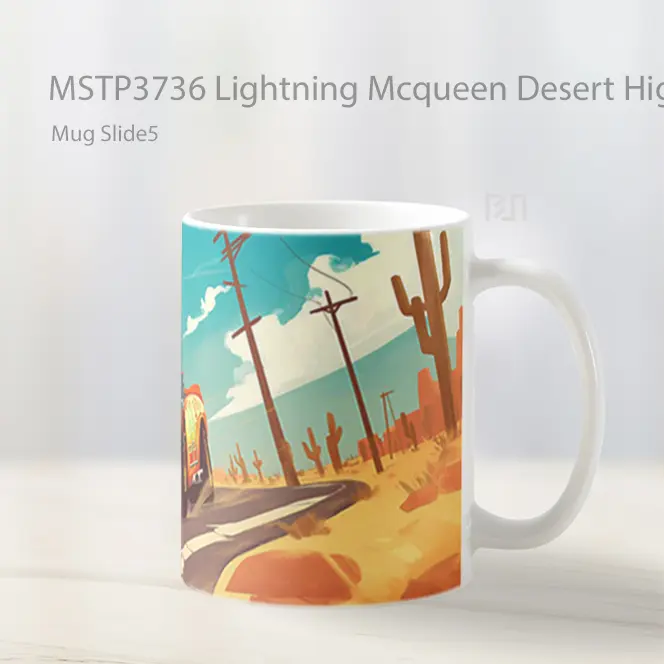 Lightning Mcqueen Desert Highway Cars Movie Mug Gelas Keramik MSTP3736 - All-side / Desain