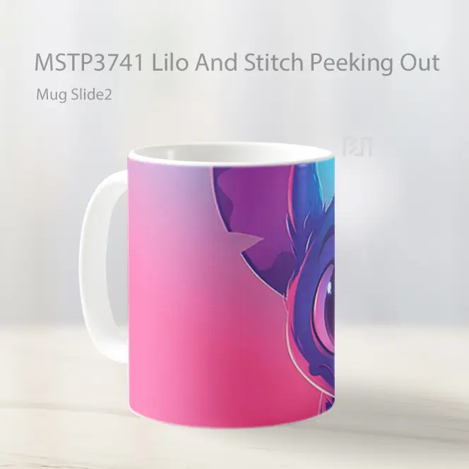 Lilo And Stitch Peeking Out Mug Gelas Keramik MSTP3741 - All-side / Desain