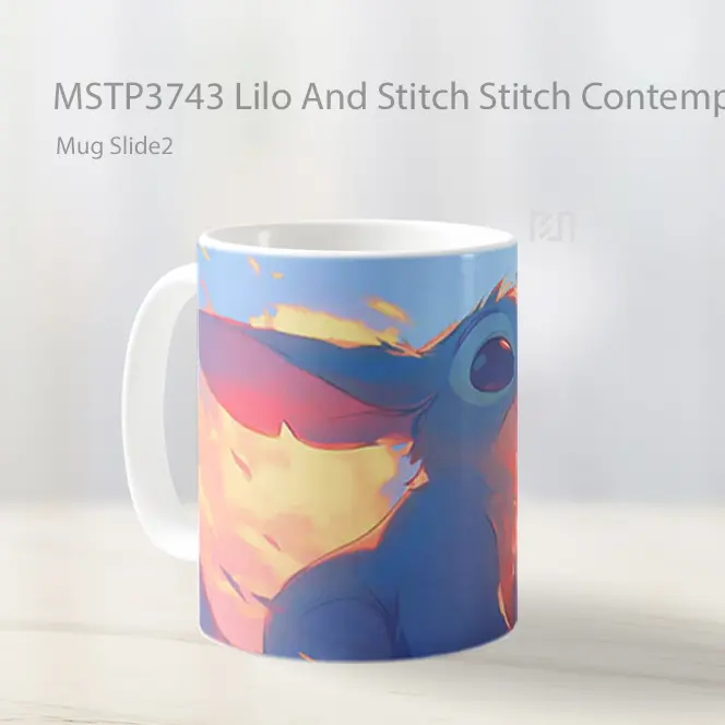 Lilo And Stitch Stitch Contemplating Sunrise Mug Gelas Keramik MSTP3743 - All-side / Desain