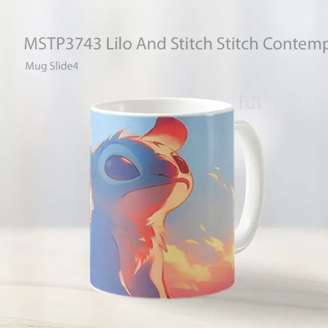 Lilo And Stitch Stitch Contemplating Sunrise Mug Gelas Keramik MSTP3743