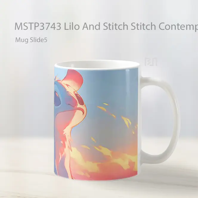 Lilo And Stitch Stitch Contemplating Sunrise Mug Gelas Keramik MSTP3743 - All-side / Desain