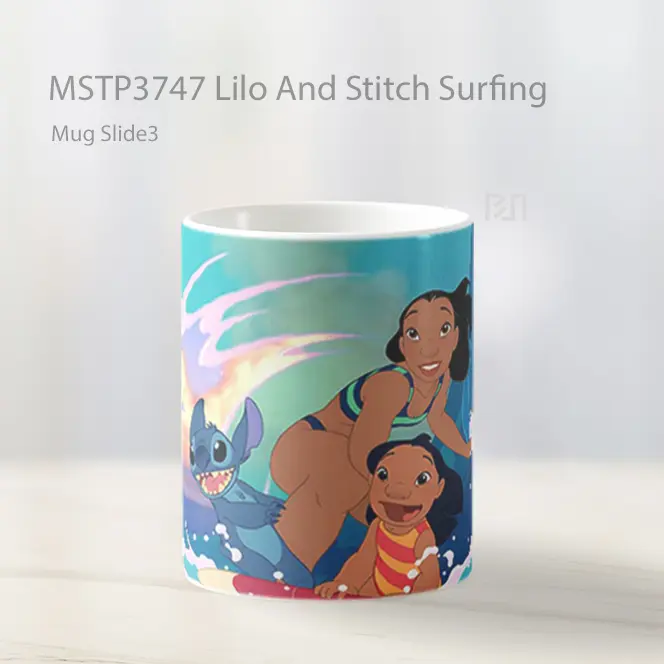 Lilo And Stitch Surfing Mug Gelas Keramik MSTP3747 - All-side / Desain