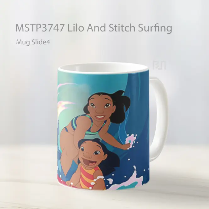 Lilo And Stitch Surfing Mug Gelas Keramik MSTP3747
