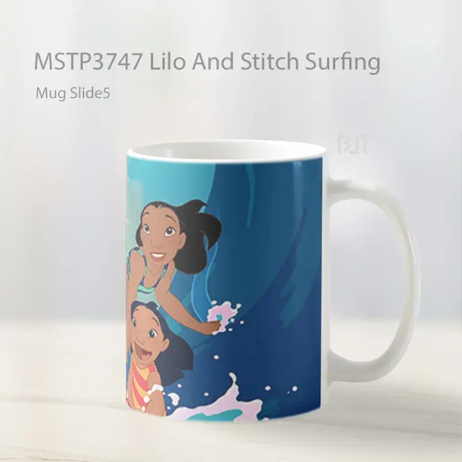 Lilo And Stitch Surfing Mug Gelas Keramik MSTP3747 - All-side / Desain