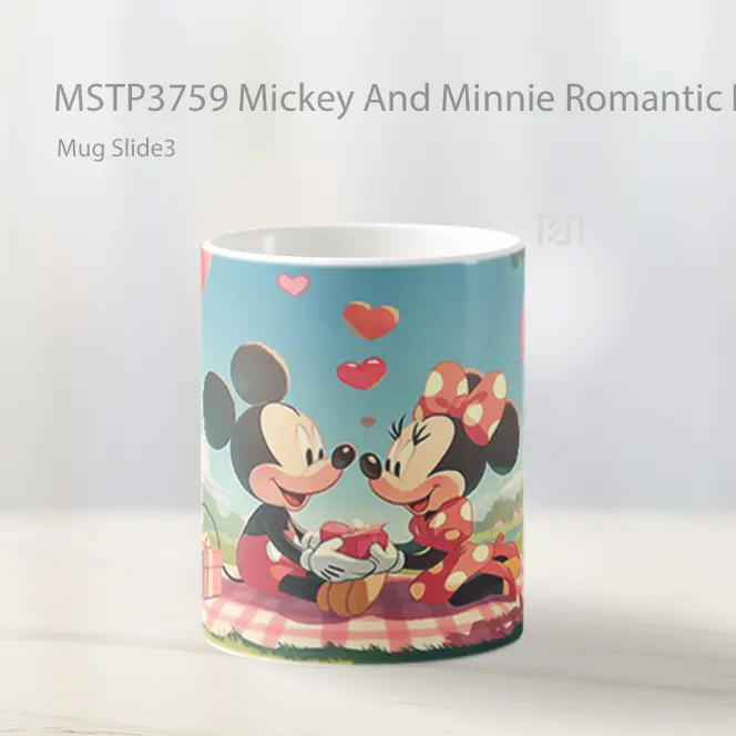 Mickey And Minnie Romantic Picnic Disney Valentines Mug Gelas Keramik MSTP3759 - All-side / Desain